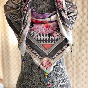 Handmade scarves with up cycled jwellery